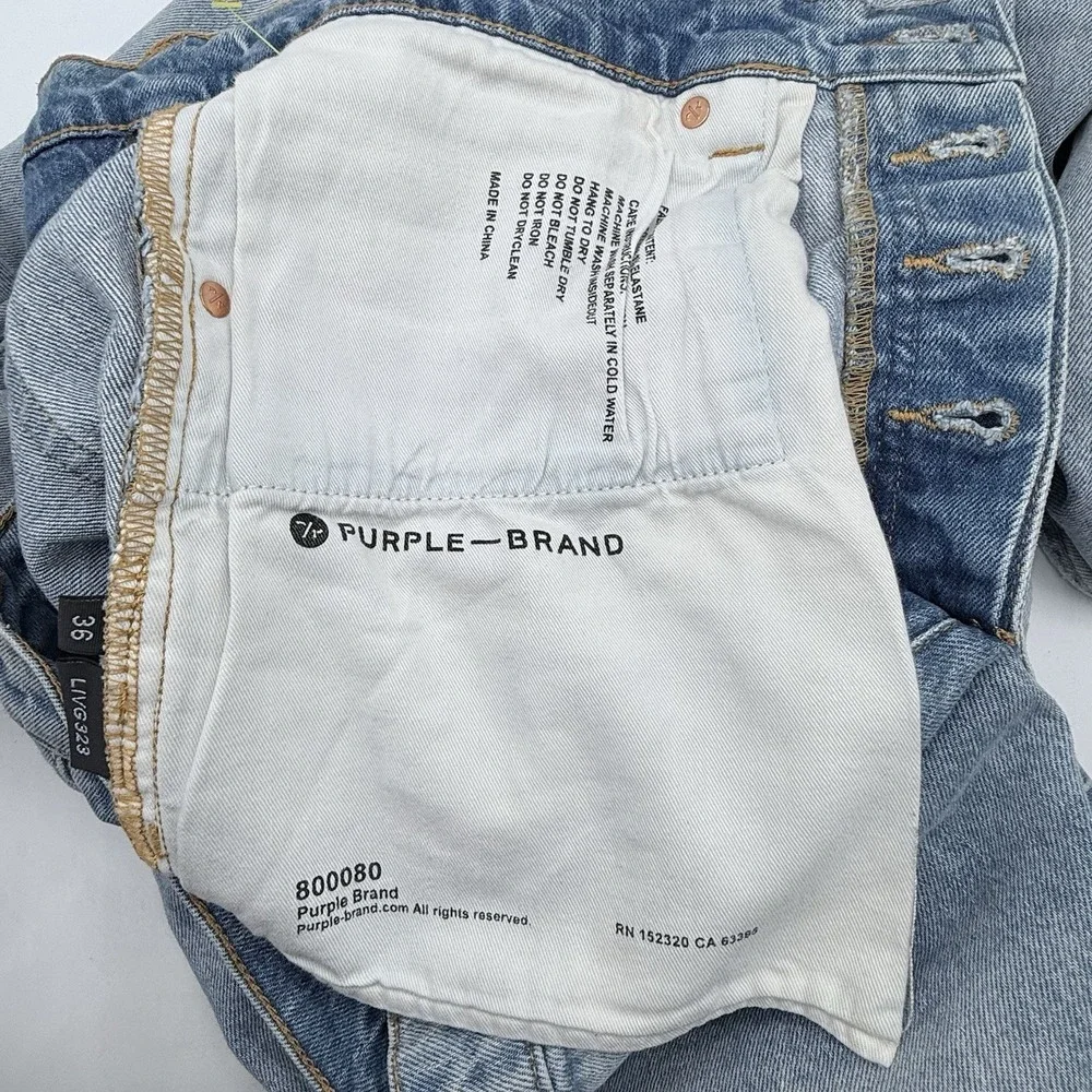 Purple Brand Jeans P001 Skinny‎ Fit Light Blue Wash Distressed 36X31